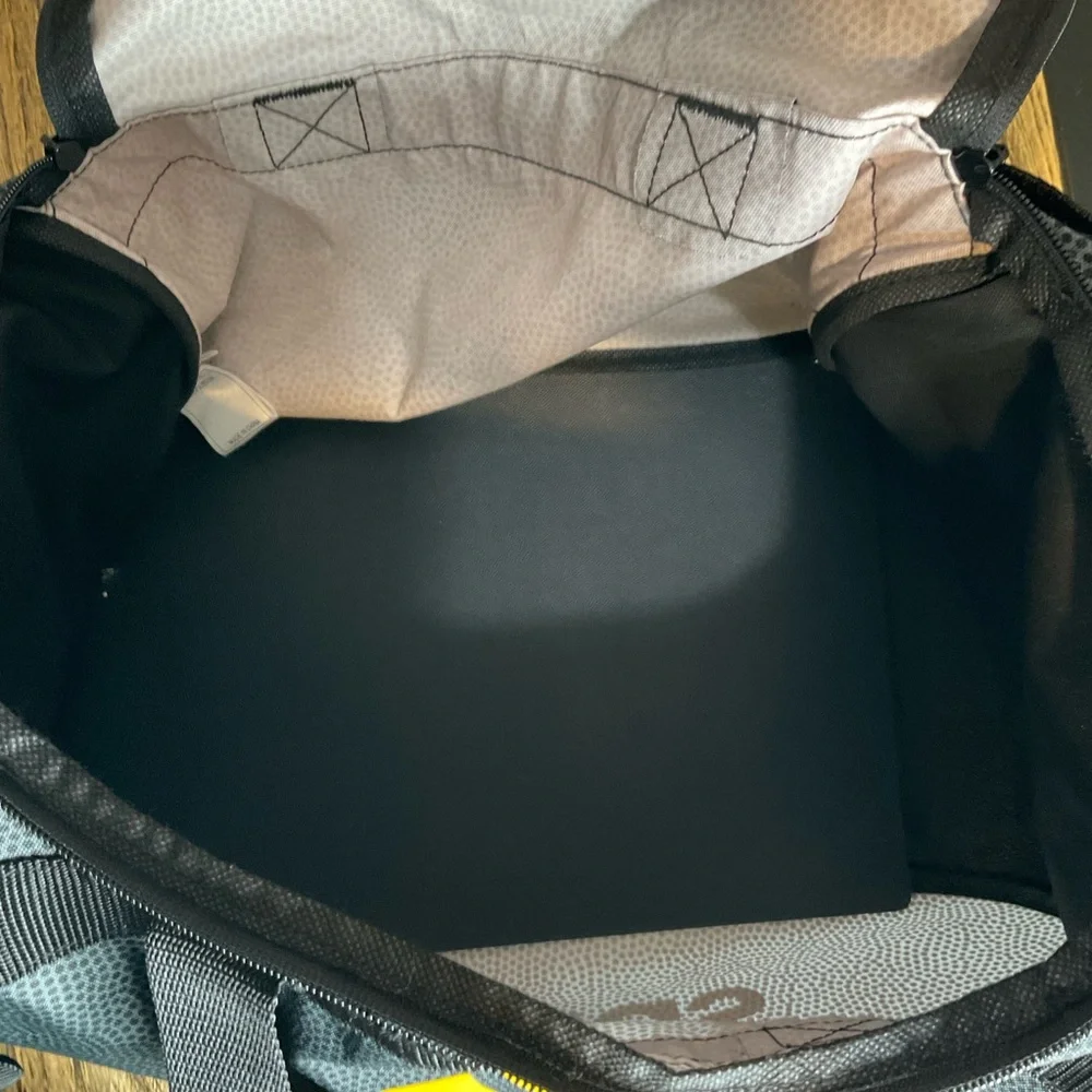 Adidas Gym Duffle Bag, gray & yellow, handles & shoulder strap, EUC!